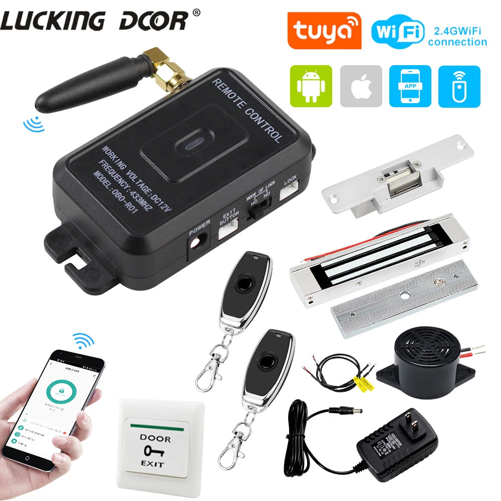 Wifi Tuya App Access Control Kit Wireless Remote Unlock Gate Controler for Home Office Electric Door Magnetic Strike Lock System