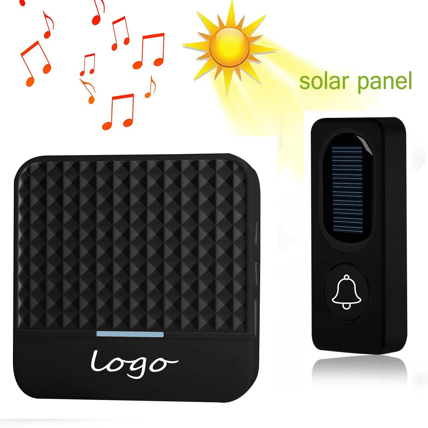 Solar Power 1v2 Wireless Long Distance Welcome Doorbell  Self-Power Home Security Alarm Button Door Ring EU/US/UK Plug Optional