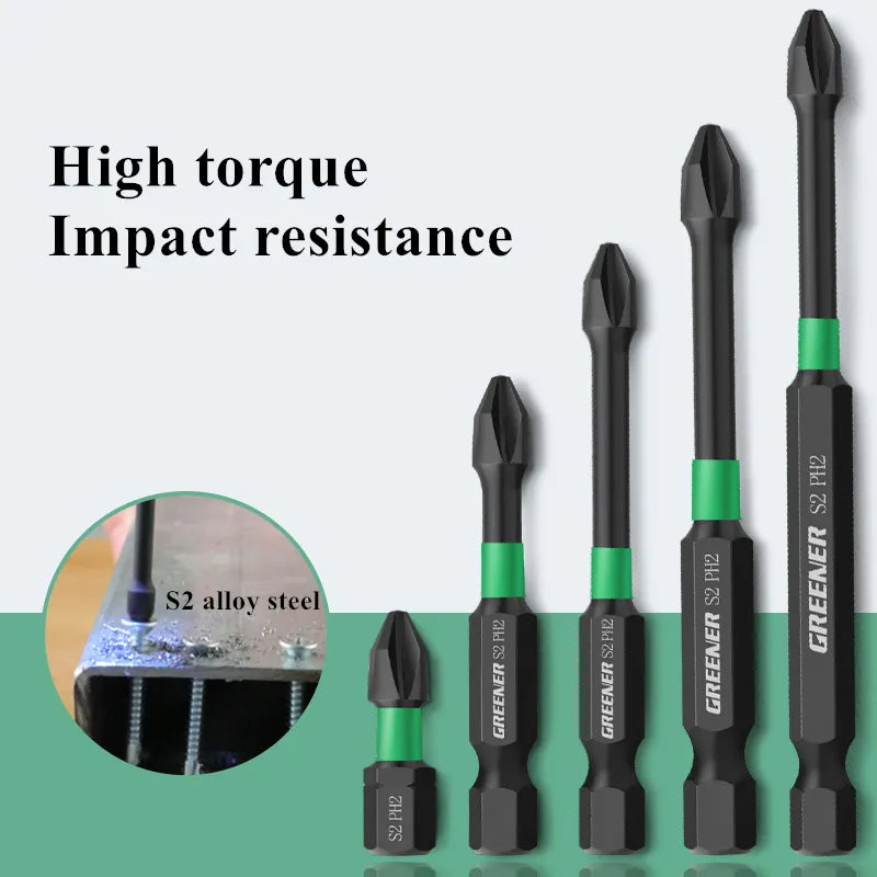 25-150mm impact strong magnetic screwdriver head anti slip high hardness PH2 cross hand electric drill screwdriver head set