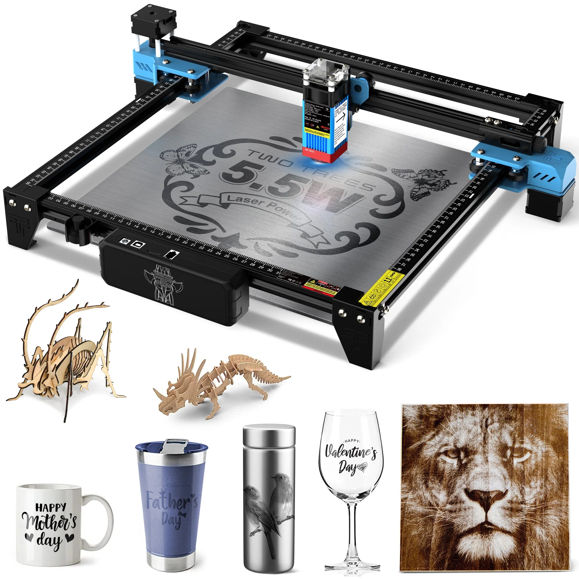 Powerful Laser TTS-55 Laser Engraving Machine 80W Laser Engraver With Wifi Offline Control 4505nm Blue Light 15W/40W CNC Router