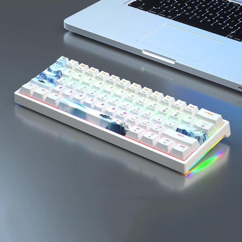 RGB Mechanical Keyboard 61/68 Key Portable Green/red/tea Switch Hot Swappable Wired Computer Laptop Office Game Esports