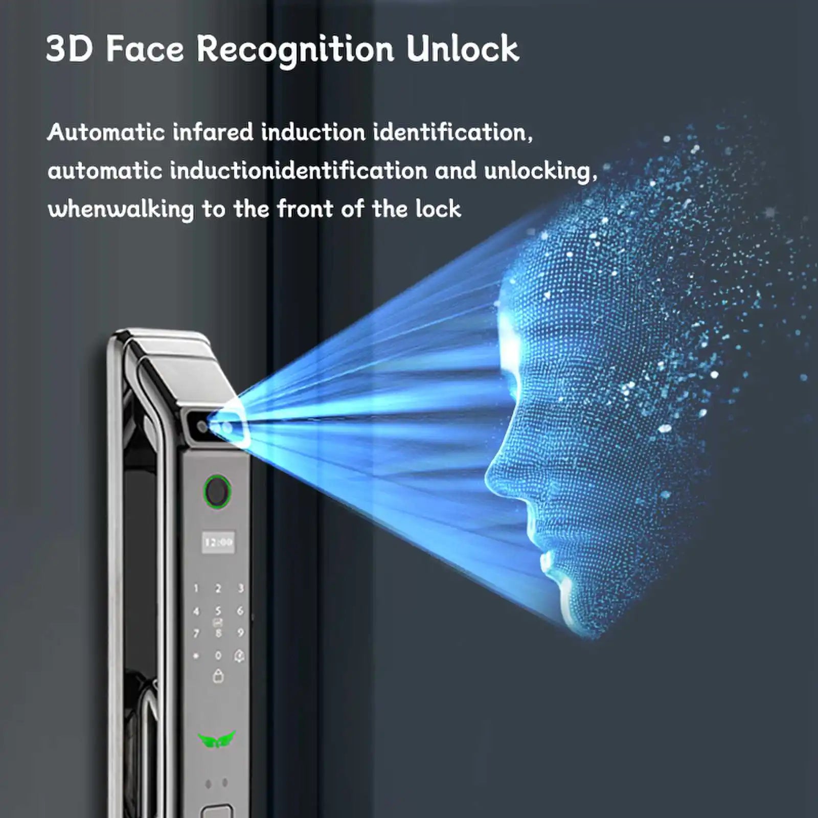 3D Face Recognition Smart Door Lock Security Camera Wifi Tuya APP Remote Control Voice Real-time Intercom Digital Electronic