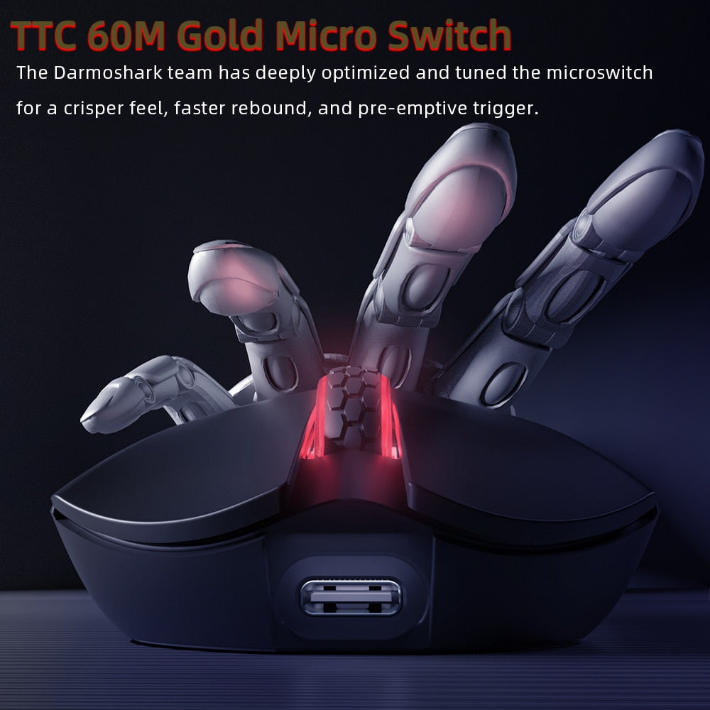 Darmoshark M3s Mini 2KHz E-sports Gaming Mouse Wireless Bluetooth 26KDPI PAW3395 Optical Sensor Mice For Laptop Computer Gamer