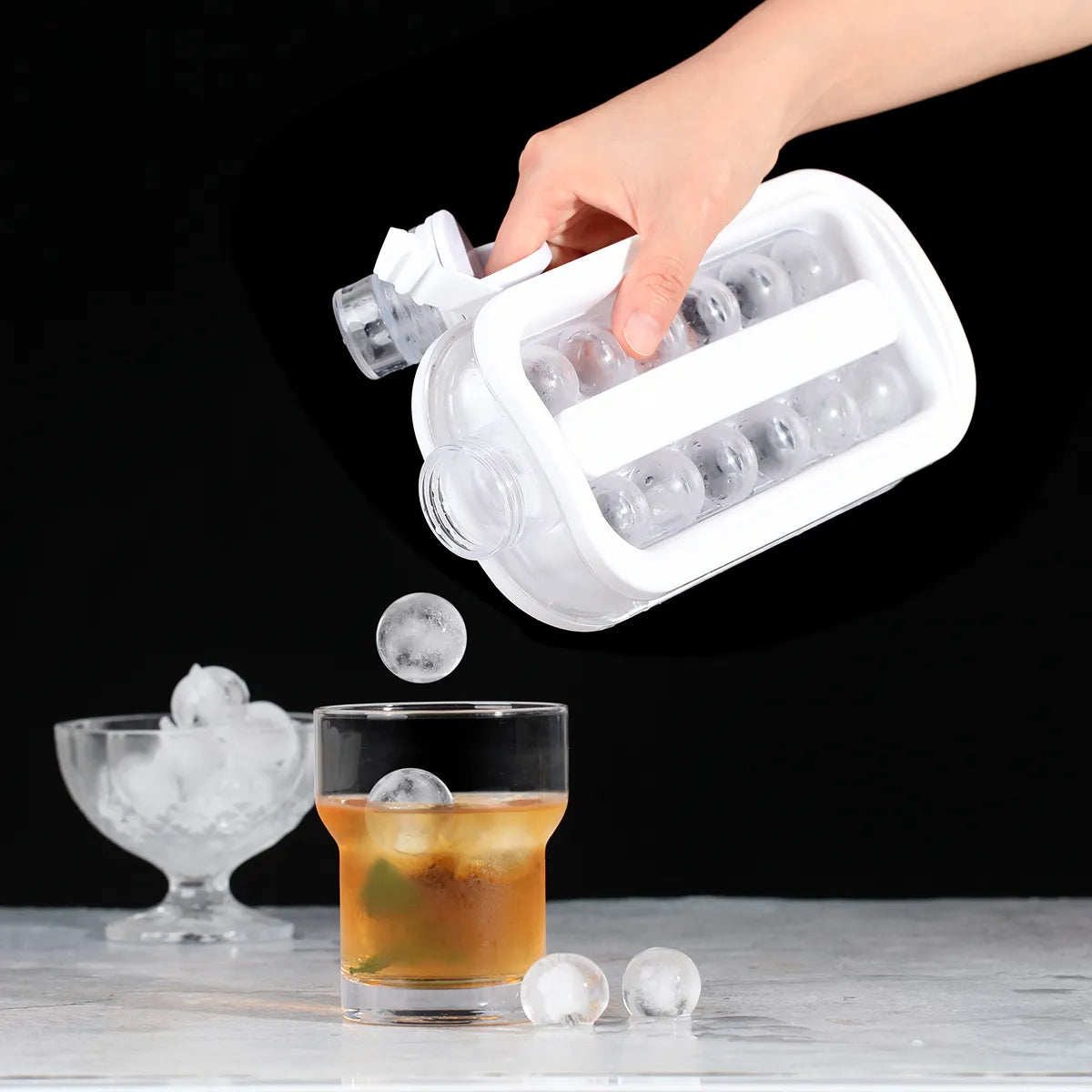 Ice Ball Maker, Portable Ice Maker Bottle, Ice Cube Molds Bottle, Round/Honeycomb/Diamond/Cube shaped