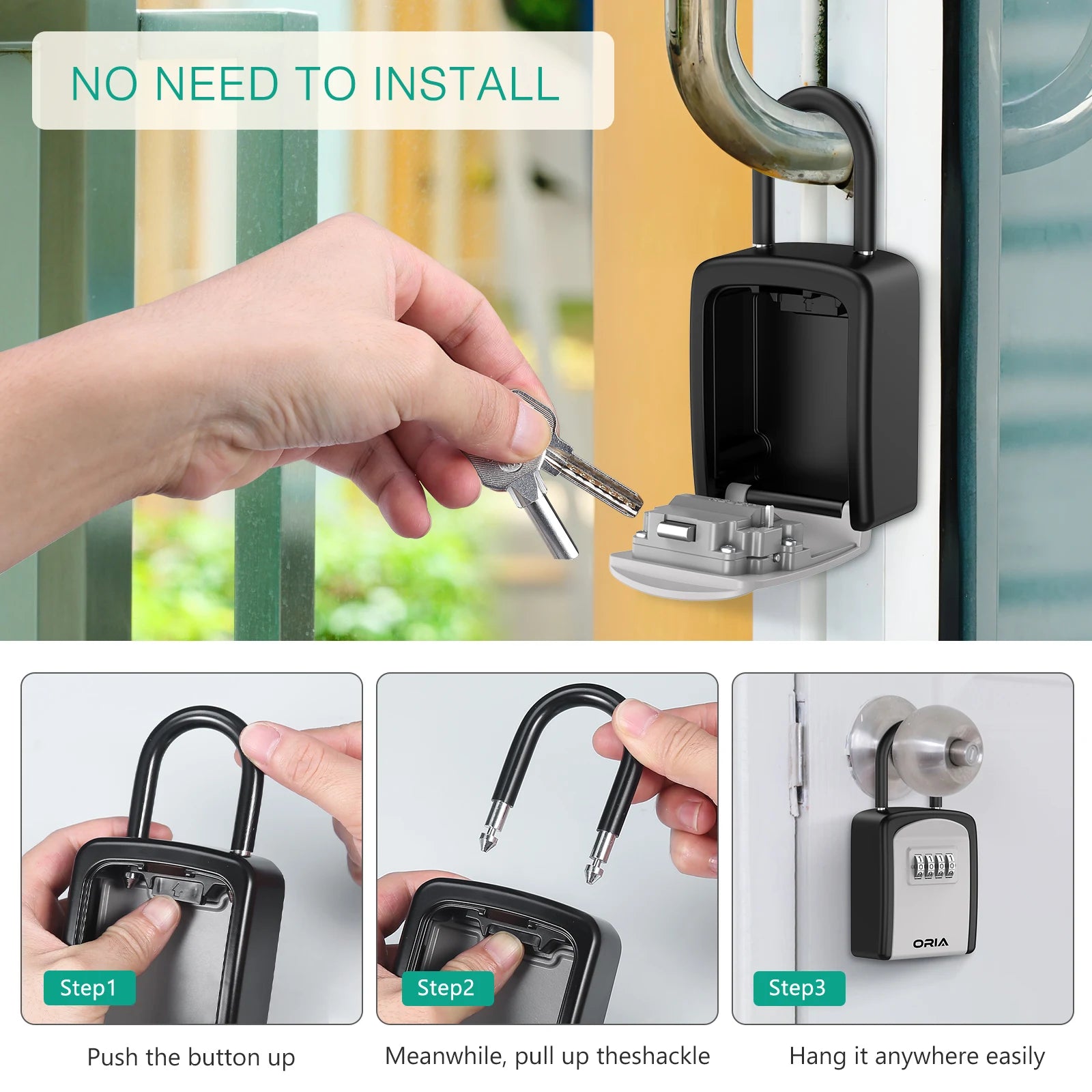 ORIA Password Key Box Outdoor Key Safe Lock Box Decoration Key Code Box Key Storage Lock Box Wall Mounted Password Box