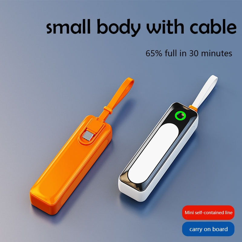 Pocket Power Bank 5000mAh Built in Cable Mini Spare PowerBank External Battery Portable Charger For iPhone Huawei Samsung Xiaomi