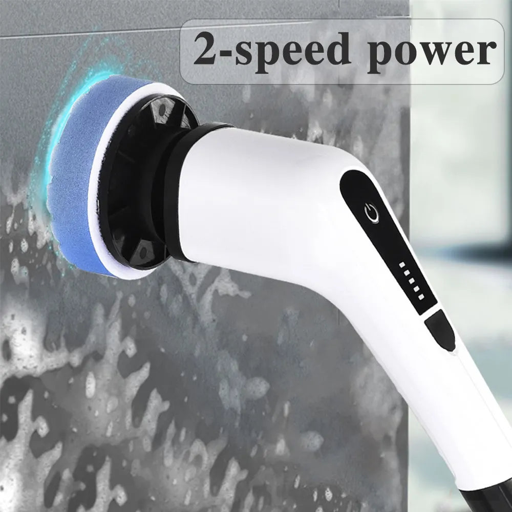 Power Spin Scrubber Electric Household Cleaning Brush Adjustable Extension Arm Crevice Cleaning Brush With 7 Replacement Heads