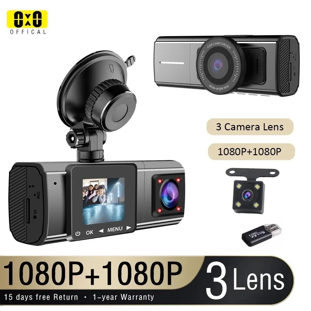 3 Camera Dash Cam 1080P Front and Inside with GPS Vehicle Black Box  Driver Recorder for Taxi CAR DVR  720P Rear Camera