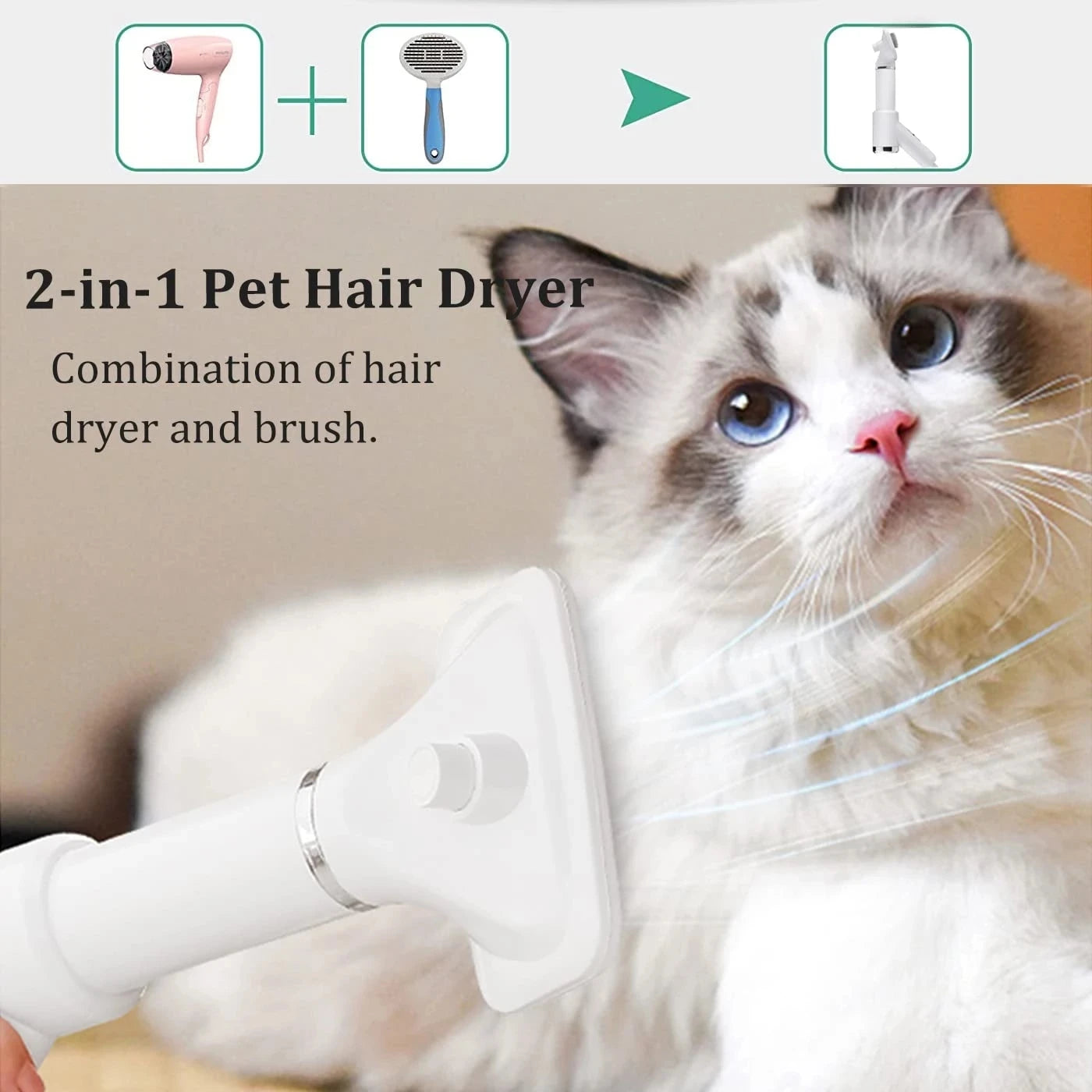 Arrival Ergonomics 300W 2 in 1 Pet Brush Dryer 3 Speed Electronic Cat Dog Hair Blowing Comb Pet Hair Dryer Brush Pet Grooming