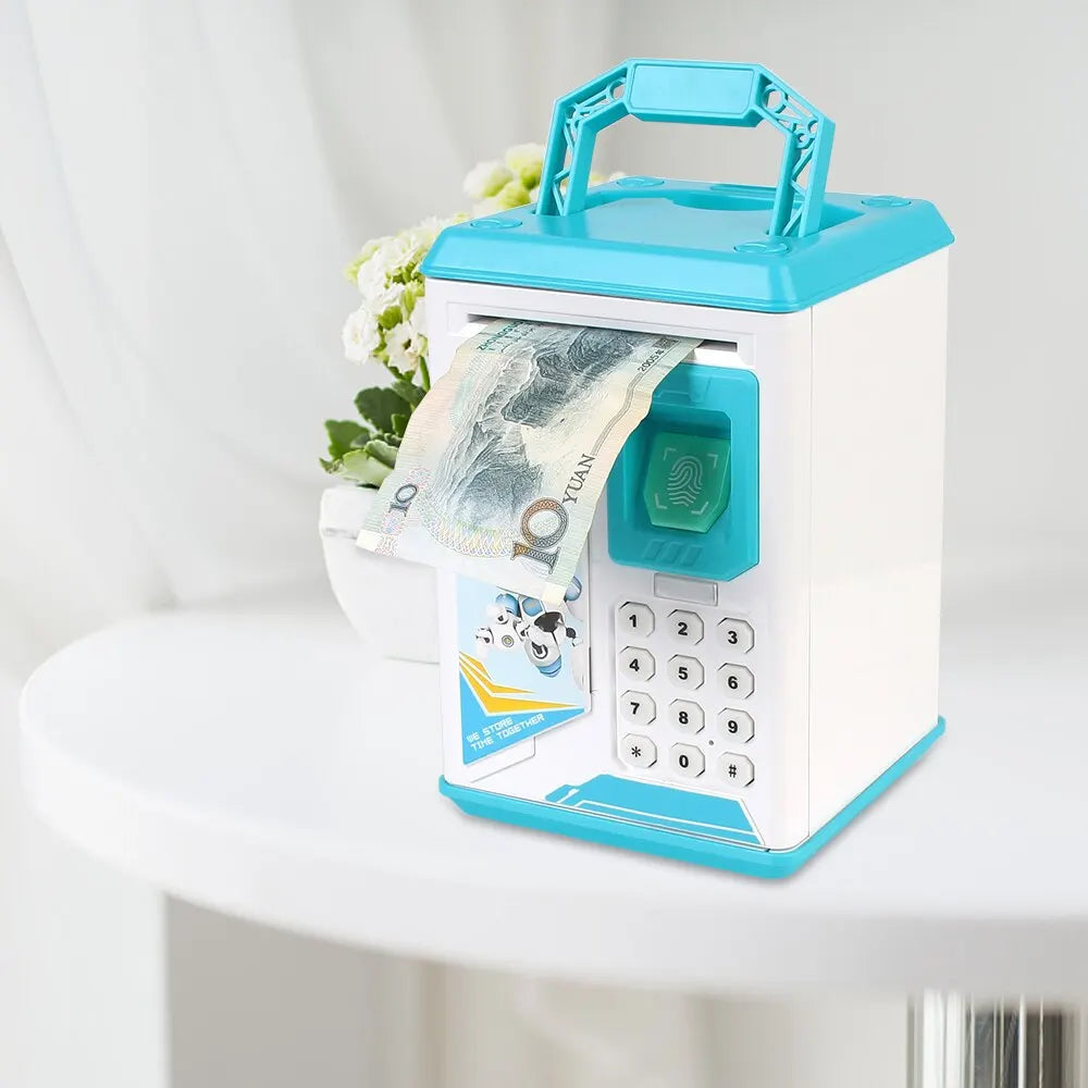 Fingerprint Piggy Bank Cash Coins Electronic Saving Bank Atm Automatic Deposit For Kids Password Money Box Christmas Gift Toy