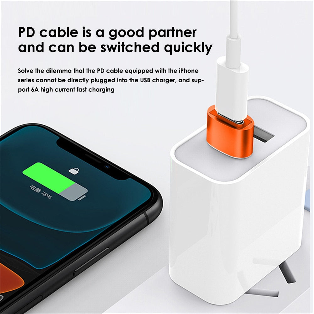 6A Type C To USB3.0 Adapters Type C Male To USB3.0 Female Mobile Phone Converters Quick Charge Adapter For IPhone 11/12/13