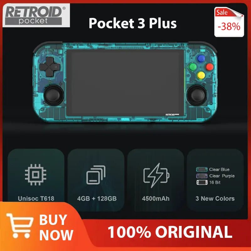 Retroid Pocket 3 Plus 4.7Inch Handheld Game Console 4G+128G Android 11 Touch Screen Portable 2.4G/5G Wifi 4500mAh 618 DDR4 Gifts