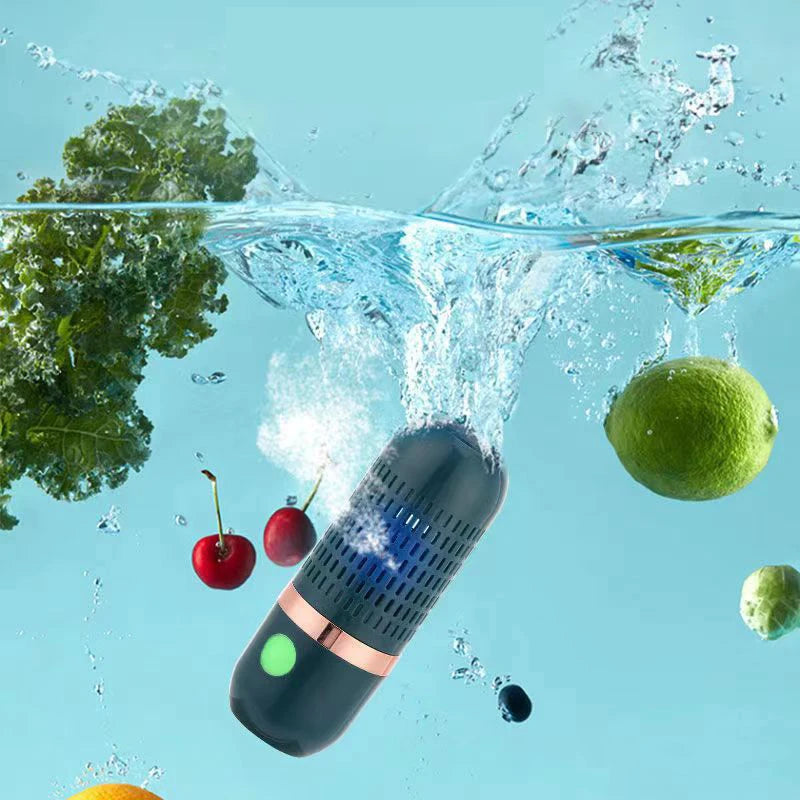Protable Ultrasonic Fruit Vegetable Washing Machine Capsule Wireless Food Cleaner Suitable Outdoor Picnic Fruit Food Purifier