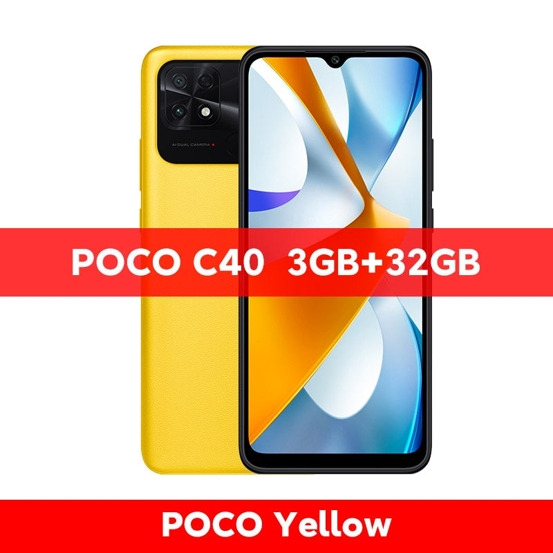 New POCO C40 Global Version Smartphone 3GB 32GB / 4GB 64GB 6000mAh battery 6.71” Display JLQ JR510 Octa-core CPU 13MP Camera