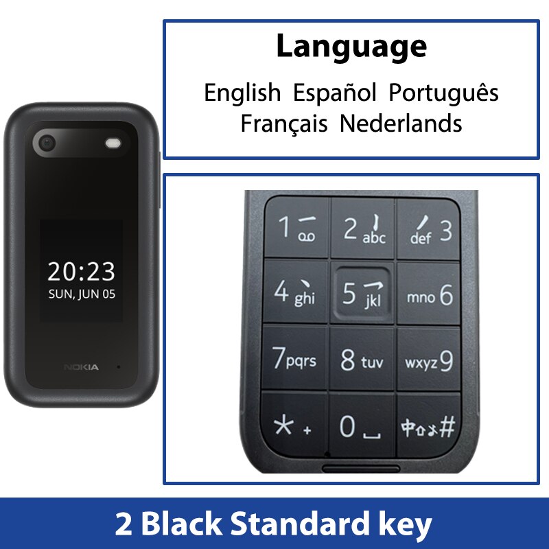 New and Original Nokia 2660 4G Feature Flip Phone 2.8" Display Bluetooth FM Radio 1450mAh Dual SIM Rugged Push-button Telephone