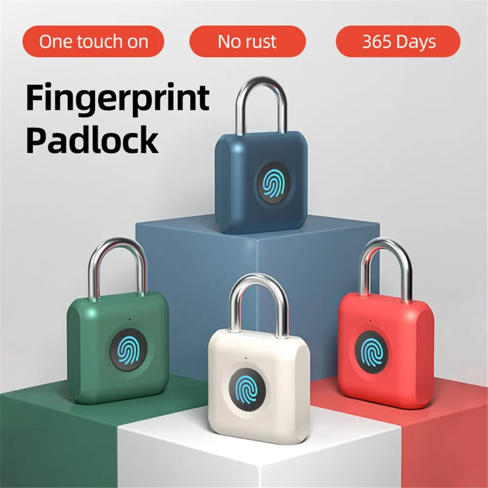 Portable Fingerprint Identification Padlock Smart Keyless Lock Rechargable Luggage Cabinet School Gym Locker