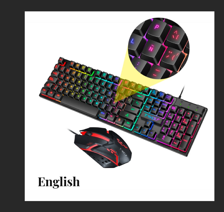TF200 Wired Gaming Keyboard And Mouse Combos Office Keyboard Mouse Set For PC Kit Gamer And Computer Kits Spanish English