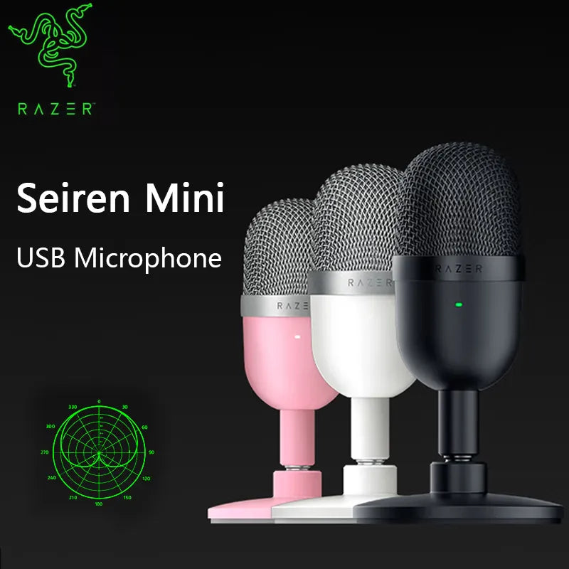 Razer Seiren Mini USB Condenser Microphone for Streaming Gaming on PC Pro Recording/Precise Supercardioid Pickup Pattern Mic