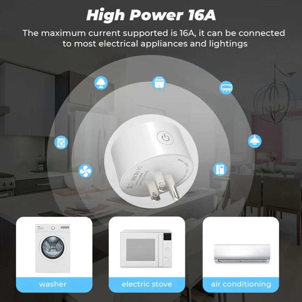 Tuya WiFi Smart Socket US Plug Outlet Smart Home 16A Zigbee Smart Plug Works With Alexa Amazon ,Google, Zigbee Gateway Hub