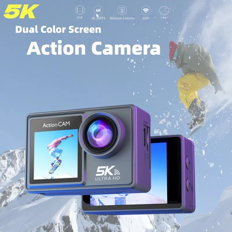 5K 30FPS Mini Action Camera Wifi Dual Color Screen 170° Wide Angle 30M Waterproof Sports Video Recorder Remote Control Camcorder