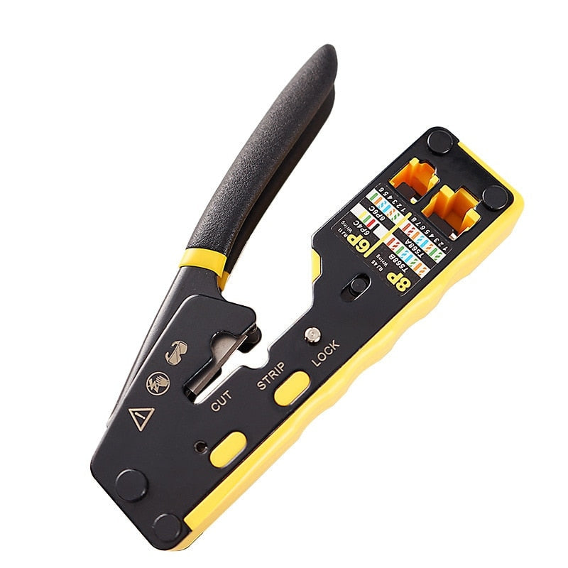 AMPCOM RJ45 Crimper Pass Through RJ45 Crimping Tool For CAT6 CAT5E Pass Thru Ethernet Modular Plugs 8P8C RJ11 Connectors