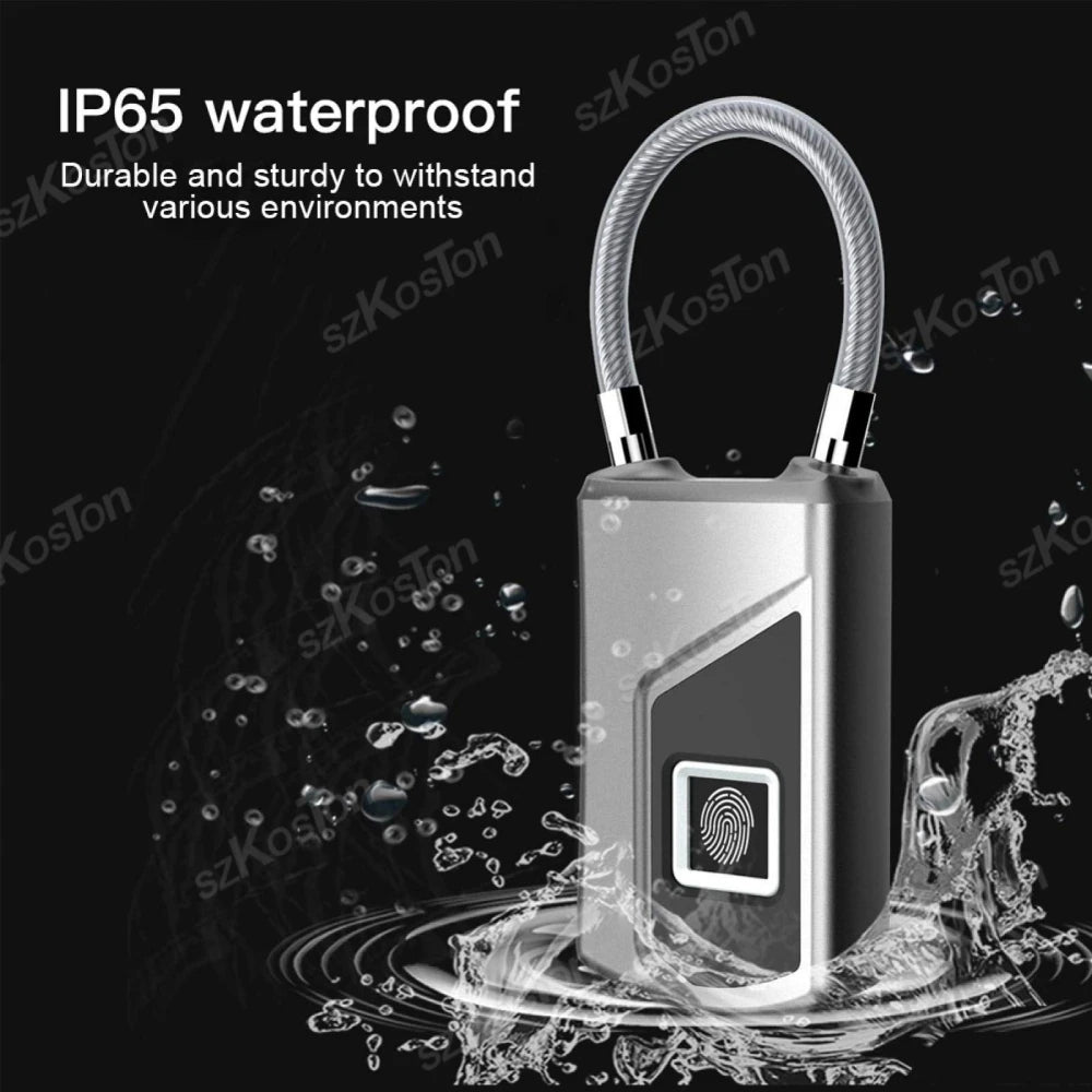 Biometric Padlock keyless Waterproof Fingerprint Lock Smart Locks Anti-theft Fingerprint Padlock for Gym Home Backpack Bike