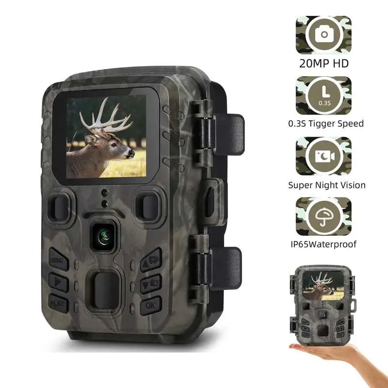 Mini301 Trail Camera Night Vision Hunting Motion 1080P 20MP IP65 Waterproof Outdoor Wild Camera with IR LED Range Up To 65ft