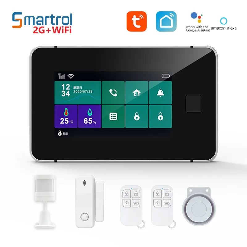 Smartrol GSM Security Alarm System WIFI Smart  Alarm Sensor Kit Burglar Home Safety Protection Alarms Support Tuya Smart App