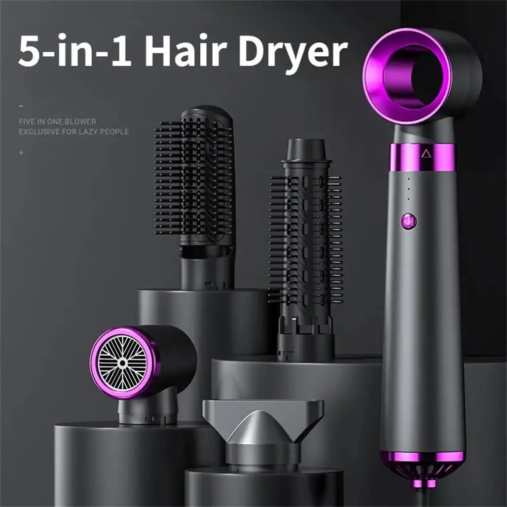 New 5 in 1 Electric Hair Dryer Hot Air Brush Multifunctional Hair Straightener Negative Ion Curler Blow Dryer Styling Tool Set