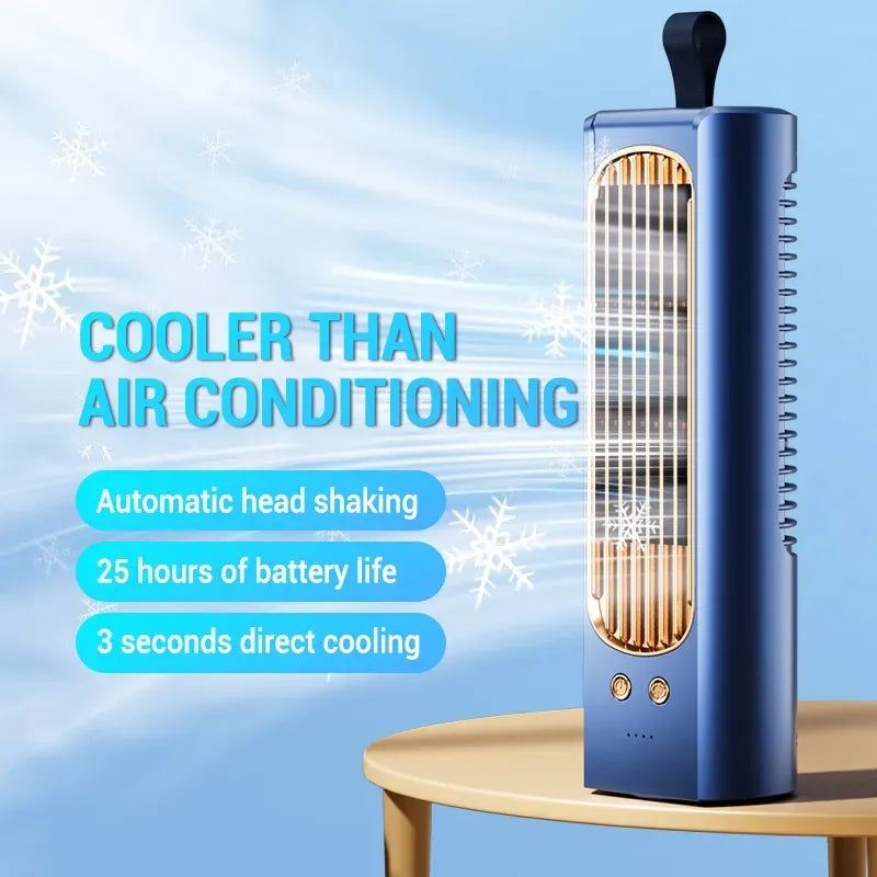 Household Tower Fan 90° Circulation Oscillating Quiet Cooling Air Conditioner Portable Standing Floor Desk Bladeless Fan Camping