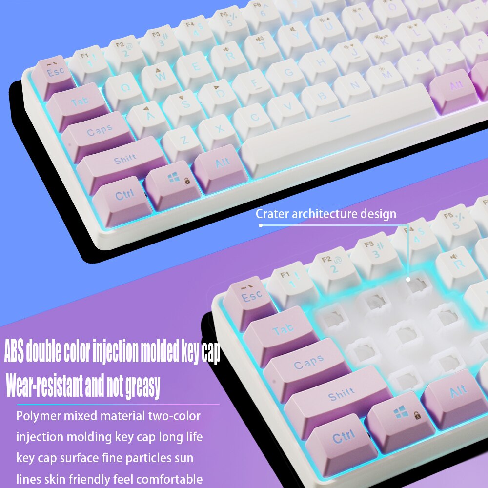 61 Key K401 for PC Laptop Desktop Wired Gaming Film Keyboard RGB Illuminated Keyboard 60% PC Gaming Keys