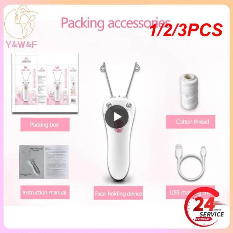 1/2/3PCS Mini Electric Facial Body Hair Removal USB Cotton Thread Epilator Shaver Trimmer Devices for Women Neck Lip Chin Arm