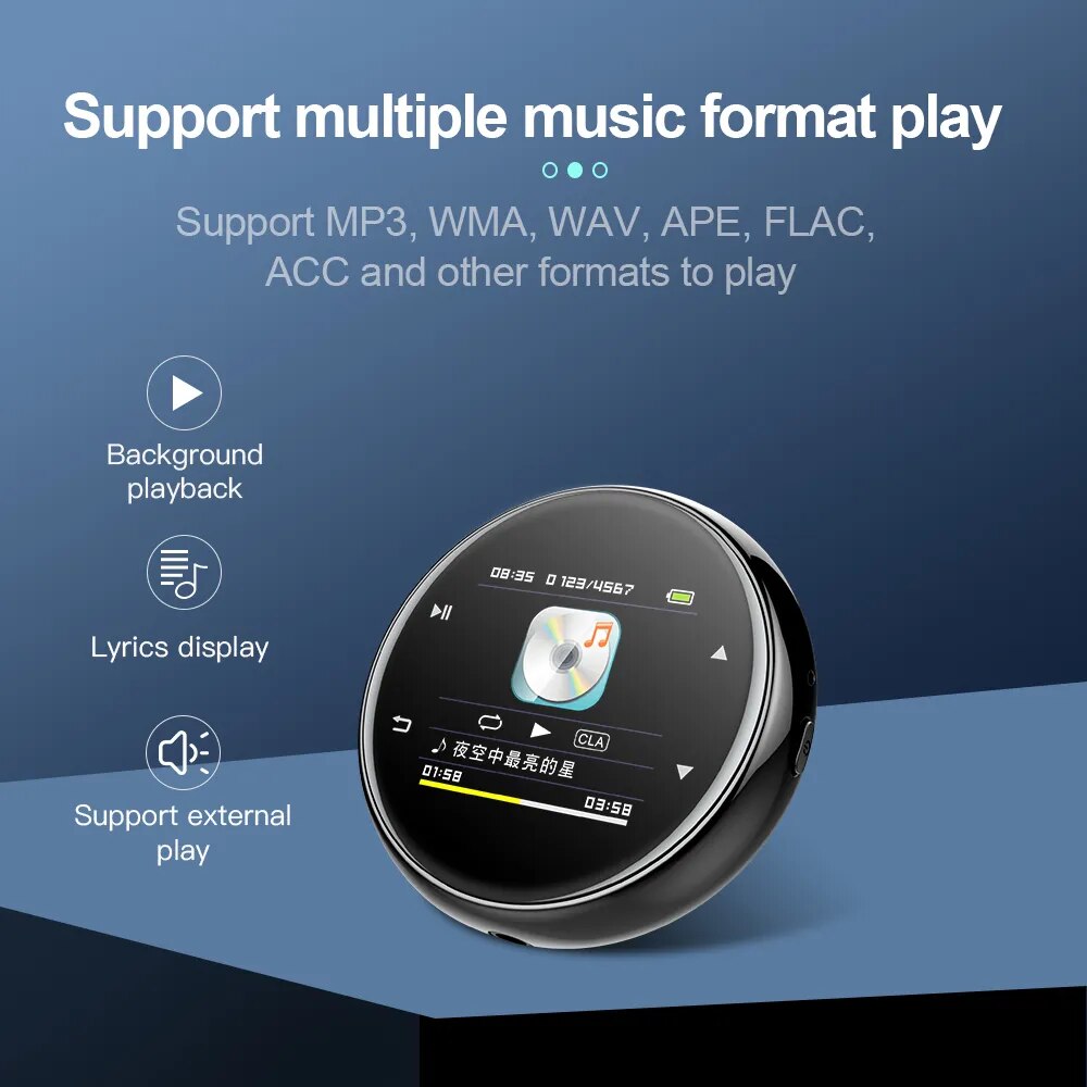 Portable MP3 Player Bluetooth HiFi Stereo Music Player Mini MP4 Video Playback With LED Screen FM Radio Recording For Walkman