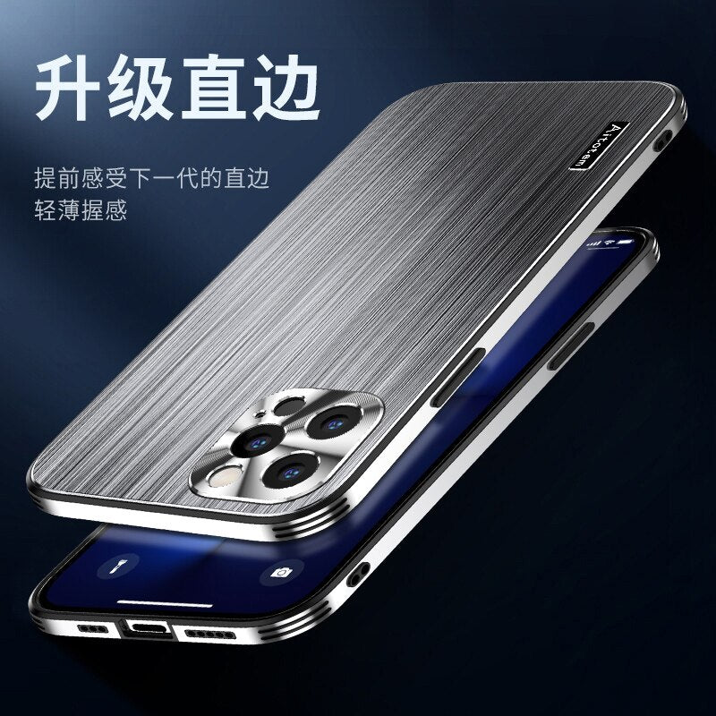 Luxury Starlight Brushed phone case for iPhone 12 13 14 Pro Max Plus with silicone soft edge metal lens Protection cover