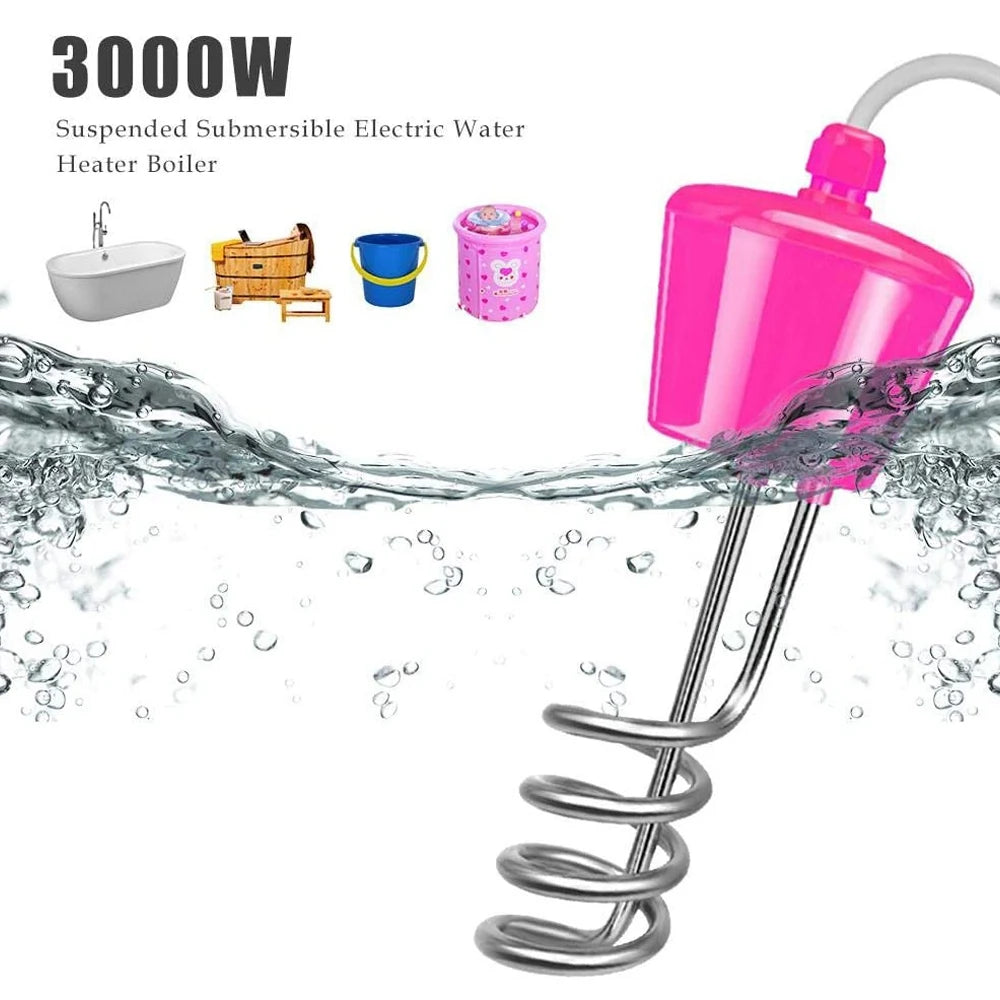 Water Heater for Pool 3000W Stainless Steel Immersion Heater Suspension Electric Water Heater Elements EU Plug