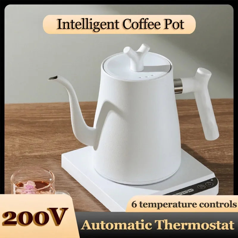 220V Thermostatic Coffee Pot Gooseneck Electric Espresso Pots Household Hand Flush Smart Electric Kettle Coffeeware Teaware