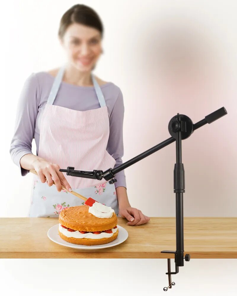 Overhead Tripod for Mobile Phone Smartphone Desktop Cellphone Video Shooting Stand with Ring Light for Table Photography