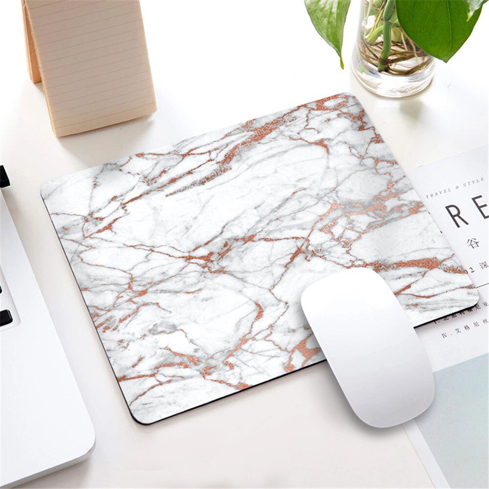 Marble Nordic Style Small Mouse Pad Computer Laptop Mousepad Rectangle Non-slip Rubber Base Deskpad Table Mat Desk Accessories