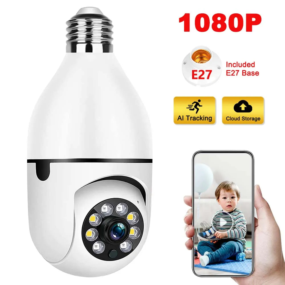 E27 WiFi Bulb Camera 1080P Baby Pet Monitor Indoor Full Color Night Auto Tracking Video Surveillance Security Cameras Floodlight