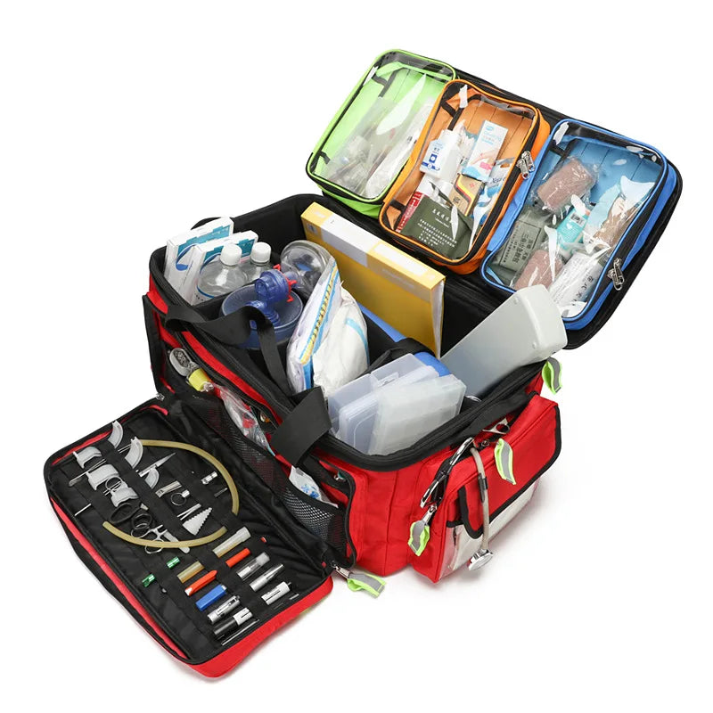 Large Capacity Empty Trolley First Aid Bag Waterproof EMS Backpack for Medical Outdoor Clinic Nursing Earthquake Rescue Kit