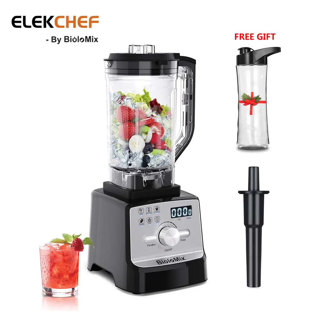 ELEKCHEF Heavy Duty Commercial Blender Fruit Mixer Juicer Food Processor Ice Smoothies Blender 2200W Power Juice Maker Crusher