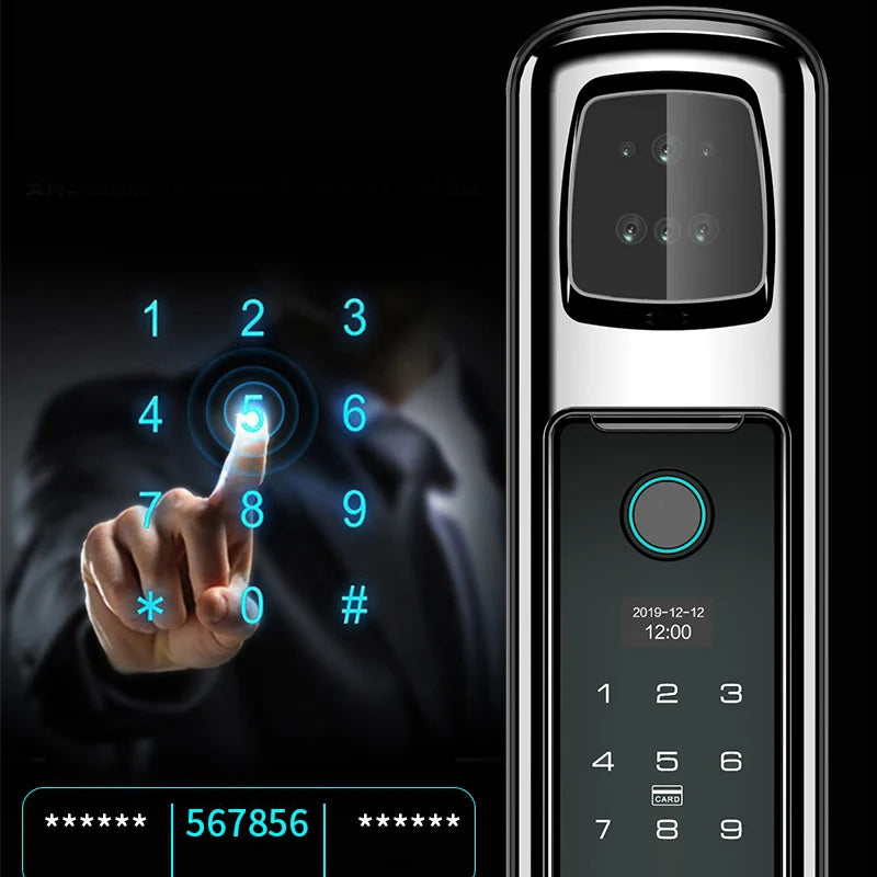 Auto Wifi Fingerprint Electronice Face Recognition Door Lock Keyless Entry Security Home Alarm Password Gate Lock For Apartment