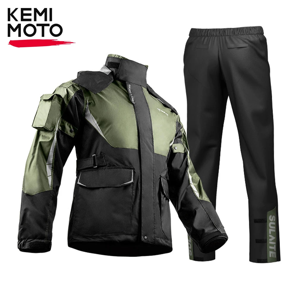 Raincoat Waterproof Pants Jacket Outdoor Riding Motorcycle Split type Suit Men Breathable Raincoat Rain Women Light Reflective