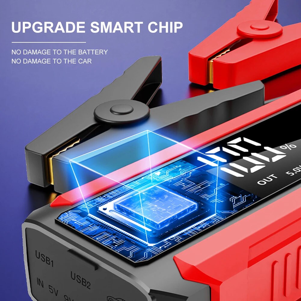 30000mAh Power Bank Car Jump Starter  LED Display 12V USB Fast Charging Car Emergency Booster with LED Light