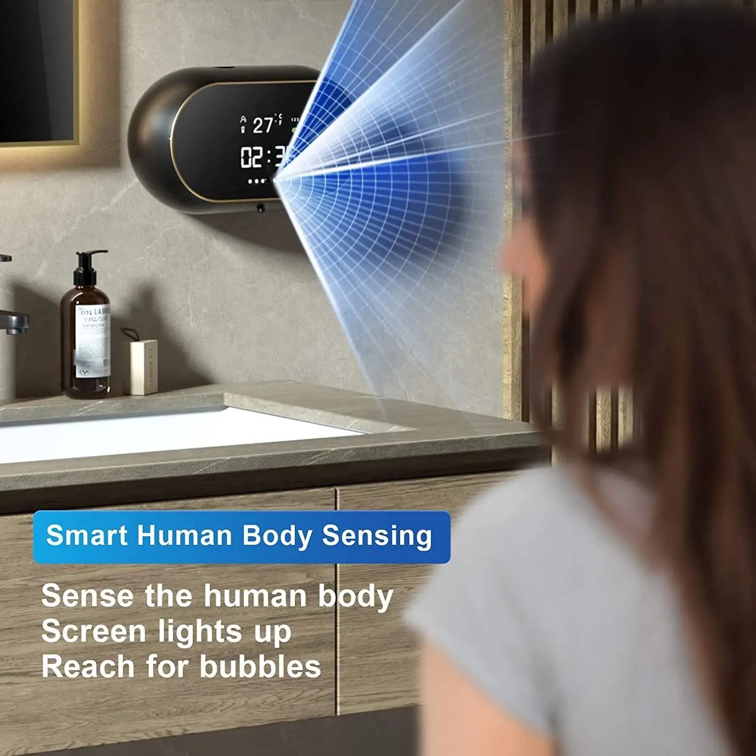 Creative Liquid Foam Soap Dispensers Time Temperature Display Human Body Induction Hand Wash Waterproof Automatic Soap Dispenser