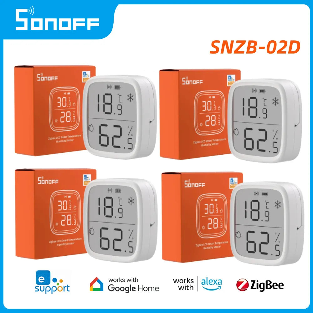 SONOFF SNZB-02 Zigbee Temperature Sensor SNZB-02D Smart House eWelink Real-time Monitor Work With Alexa Google Home Alice