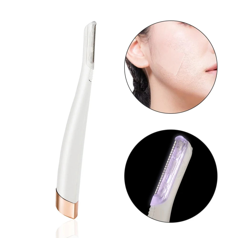 LED Lighted Facial Expoliator Face Hair Remover Shaver Electric Female Eyebrow Trimmer Razor Painless Lips Epilator Dead Skin