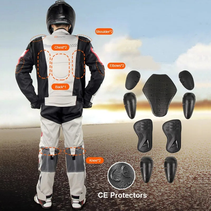 Riding Tribe Windproof Motorcycle Racing Suit Protective Gear Armor Motorcycle Jacket+Motorcycle Pants Hip Protector Moto Set