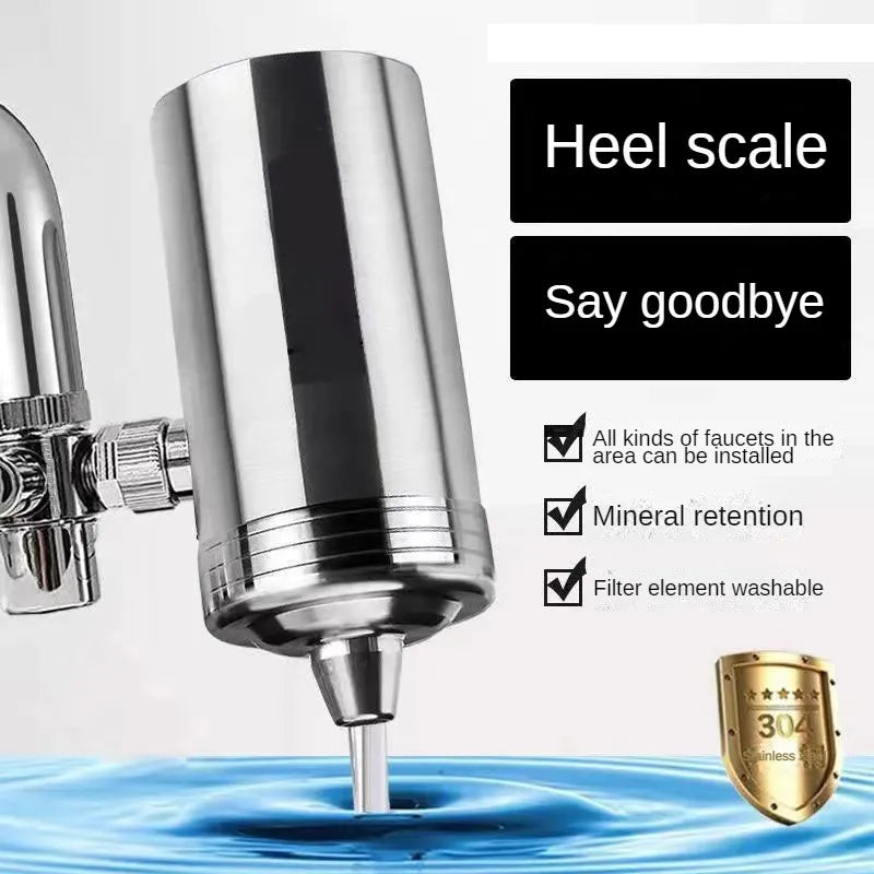 Kitchen Bathroom Drinking Water Purifier Faucet Tap Stainless Steel Filter Ceramic Cartridge Activated Carbon Fine Filtration