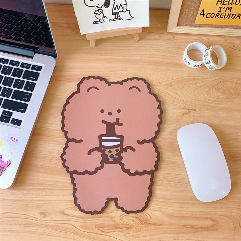 Cute Cartoon Mouse Pad Chocolate Bear Student Notebook Rubber Pad Keyboard Protection Pad Office Desktop Non-slip Mouse Pad